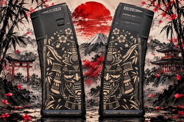 Samurai-Engraved Magazines Against Fuji