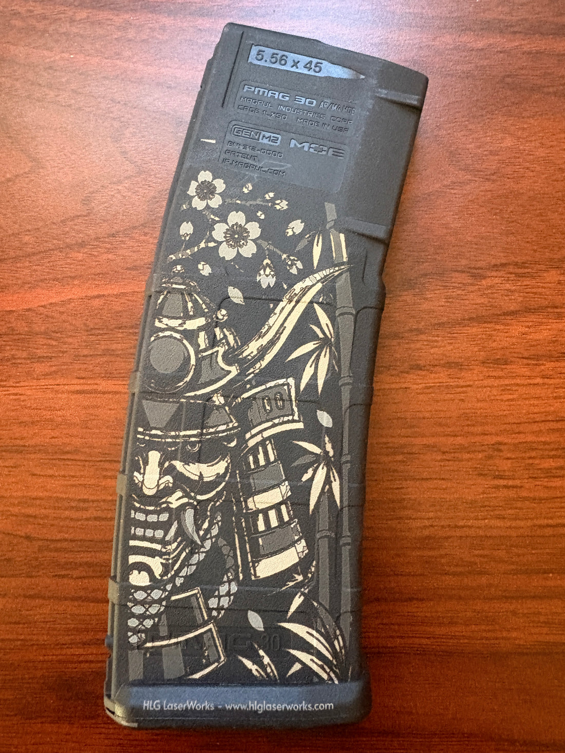 Samurai-Engraved Magazines Against Fuji