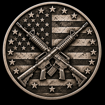 Weathered Patriotic Crossed-Rifle Medallion